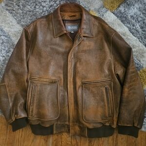 Wilsons Leather Men's Brown Leather Bomber Jacket